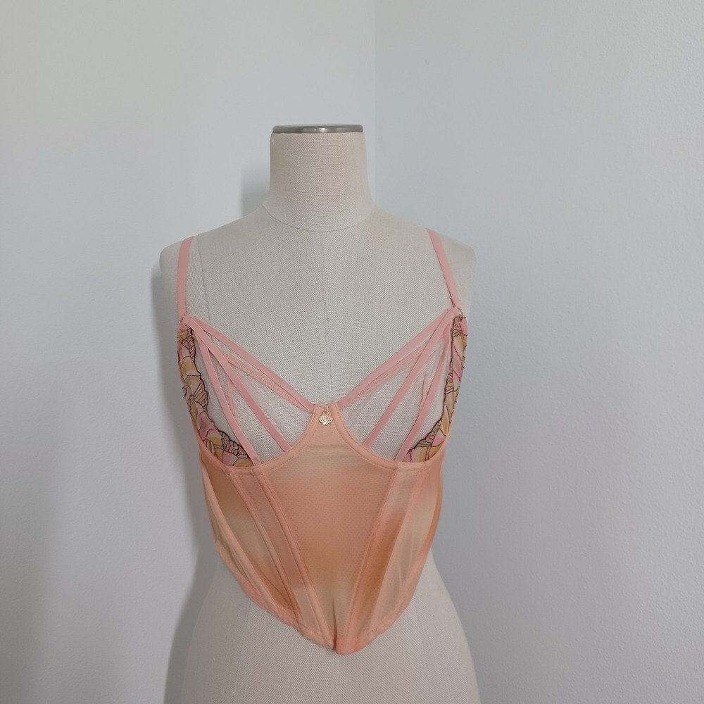 Fenty Corset Bra Women Lace Wired Bustier Coquette Boned Fairy Mermaid Butterfly
